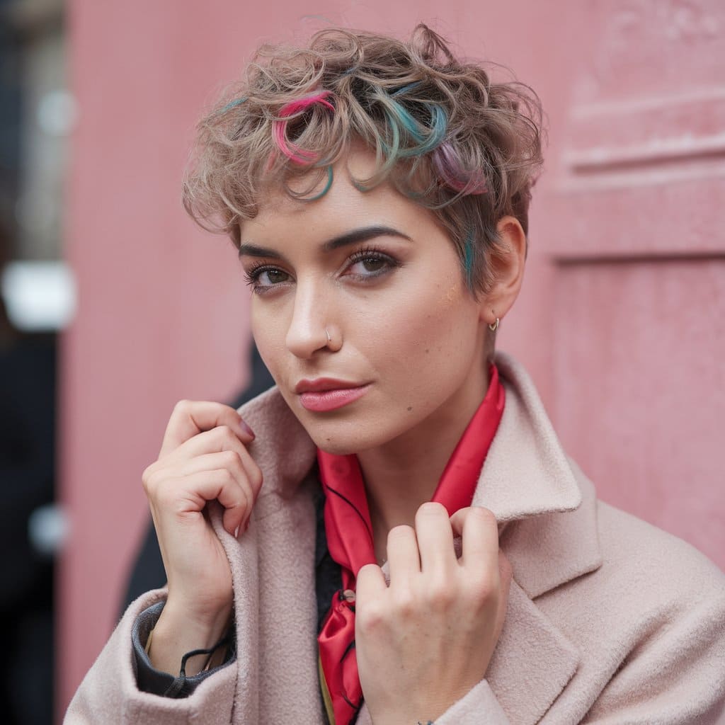 Curly Pixie with Color Pop Tips