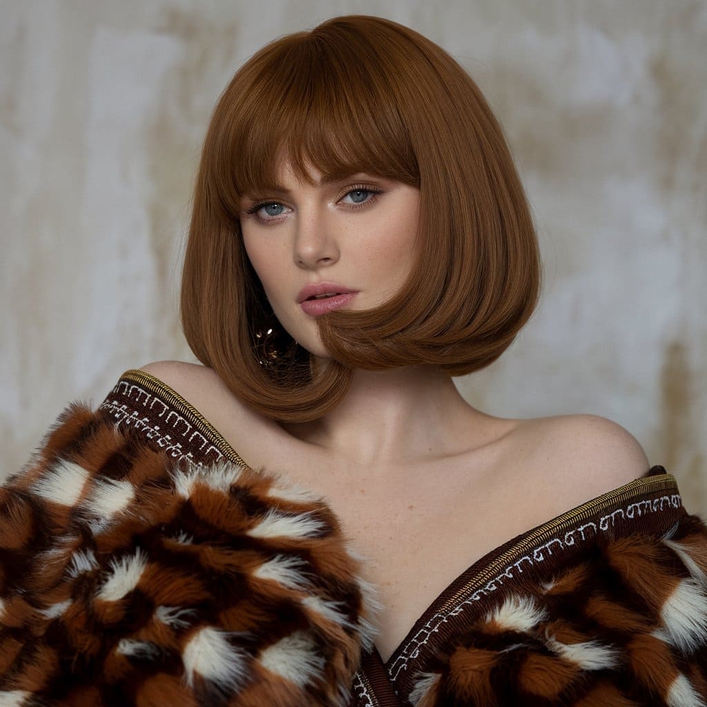 Curved Bob with Blunt Bangs