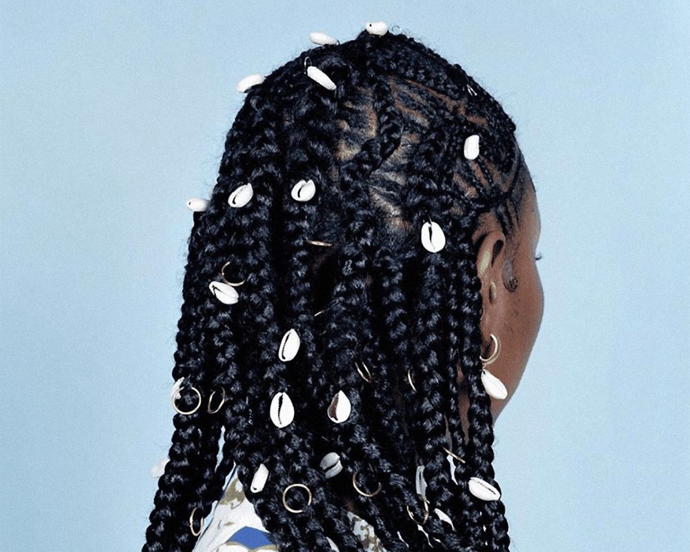 Box Braids with Cowrie Shells