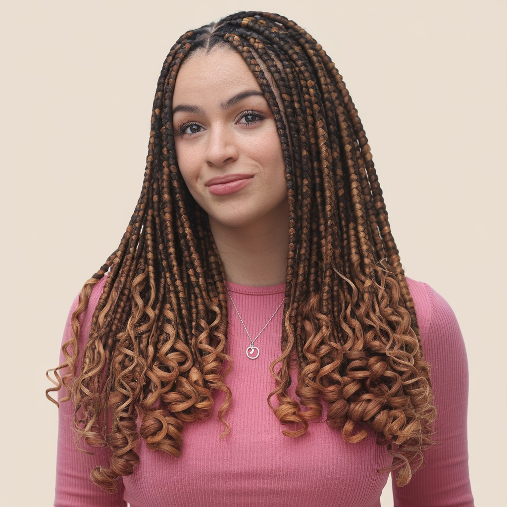 Box Braids with Spiral Curls