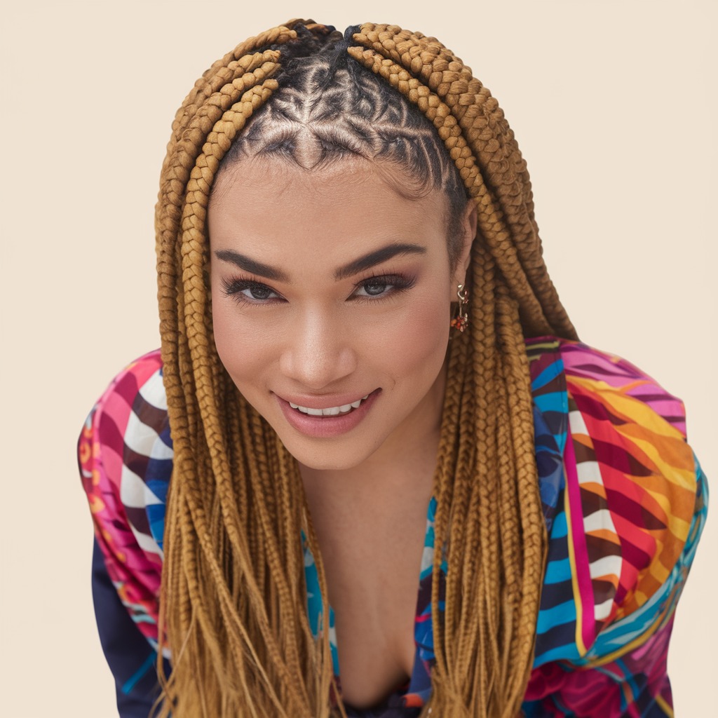 Box Braids with Zigzag Part