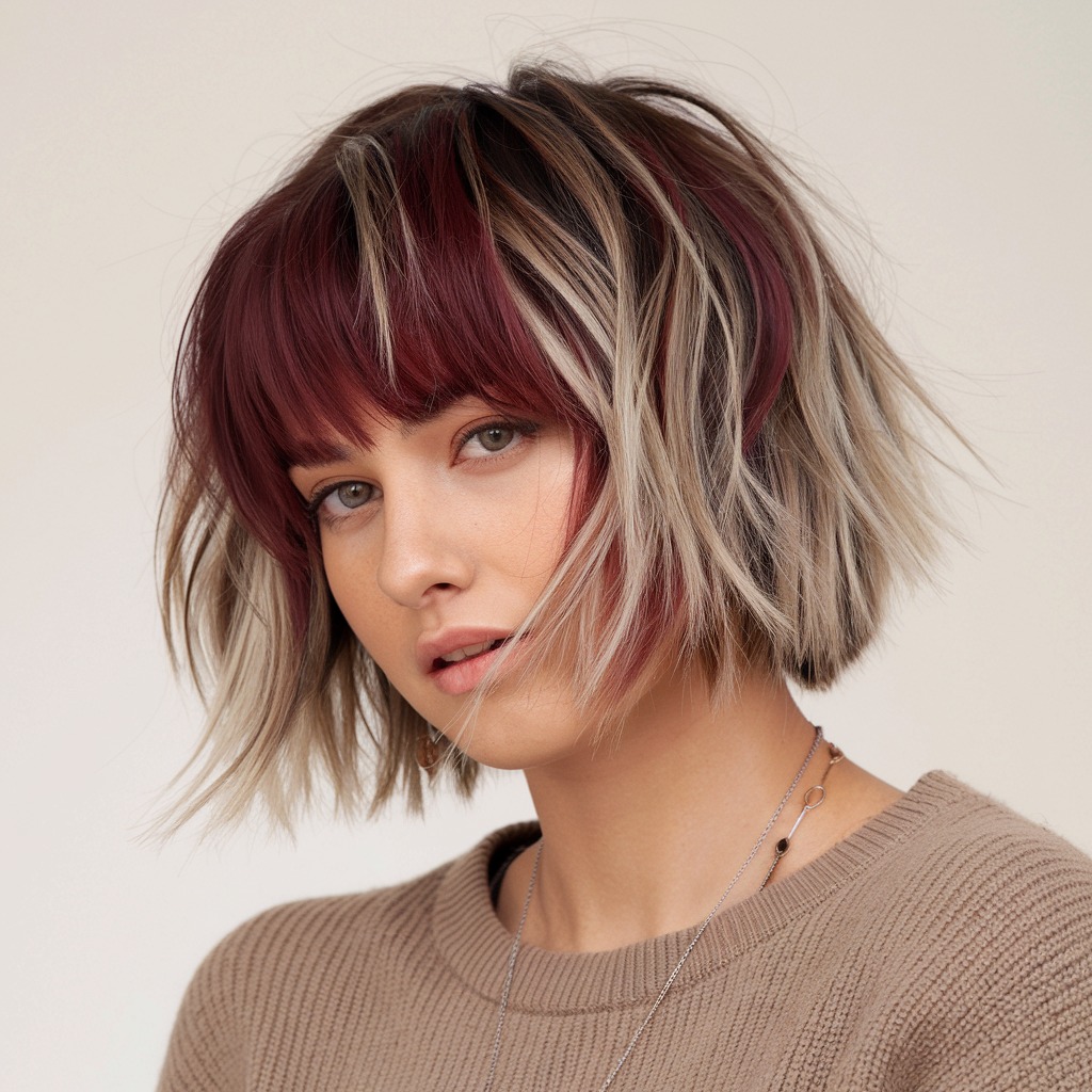 Choppy Burgundy Fringe