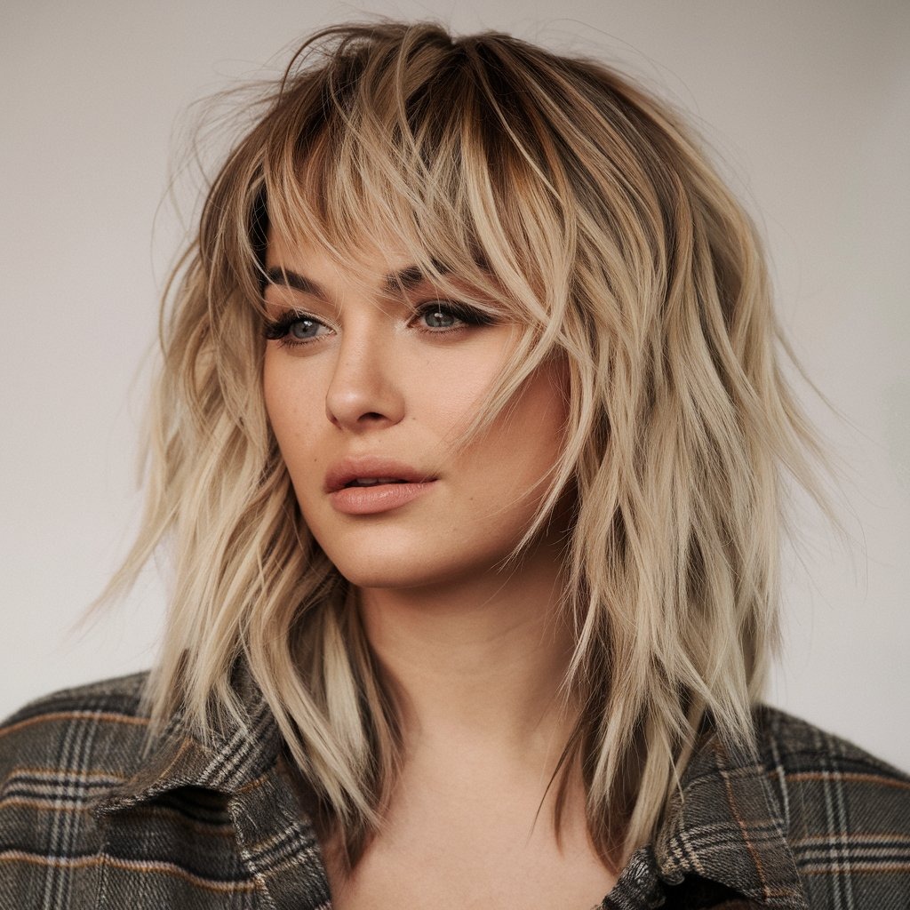 Choppy Layers with Bangs for an Edgy Look