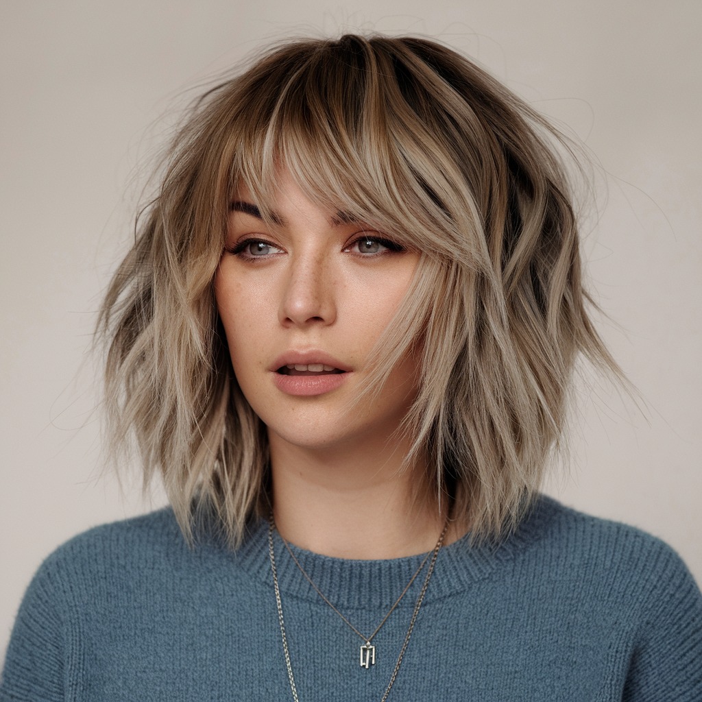 Feathered Wolf Cut with Light Bangs