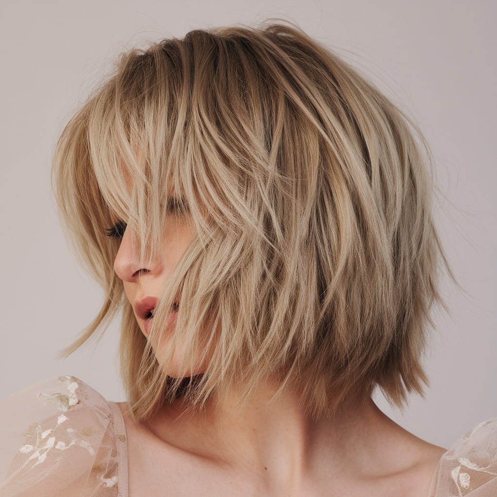 Layered Bob Cut with Tousled Texture