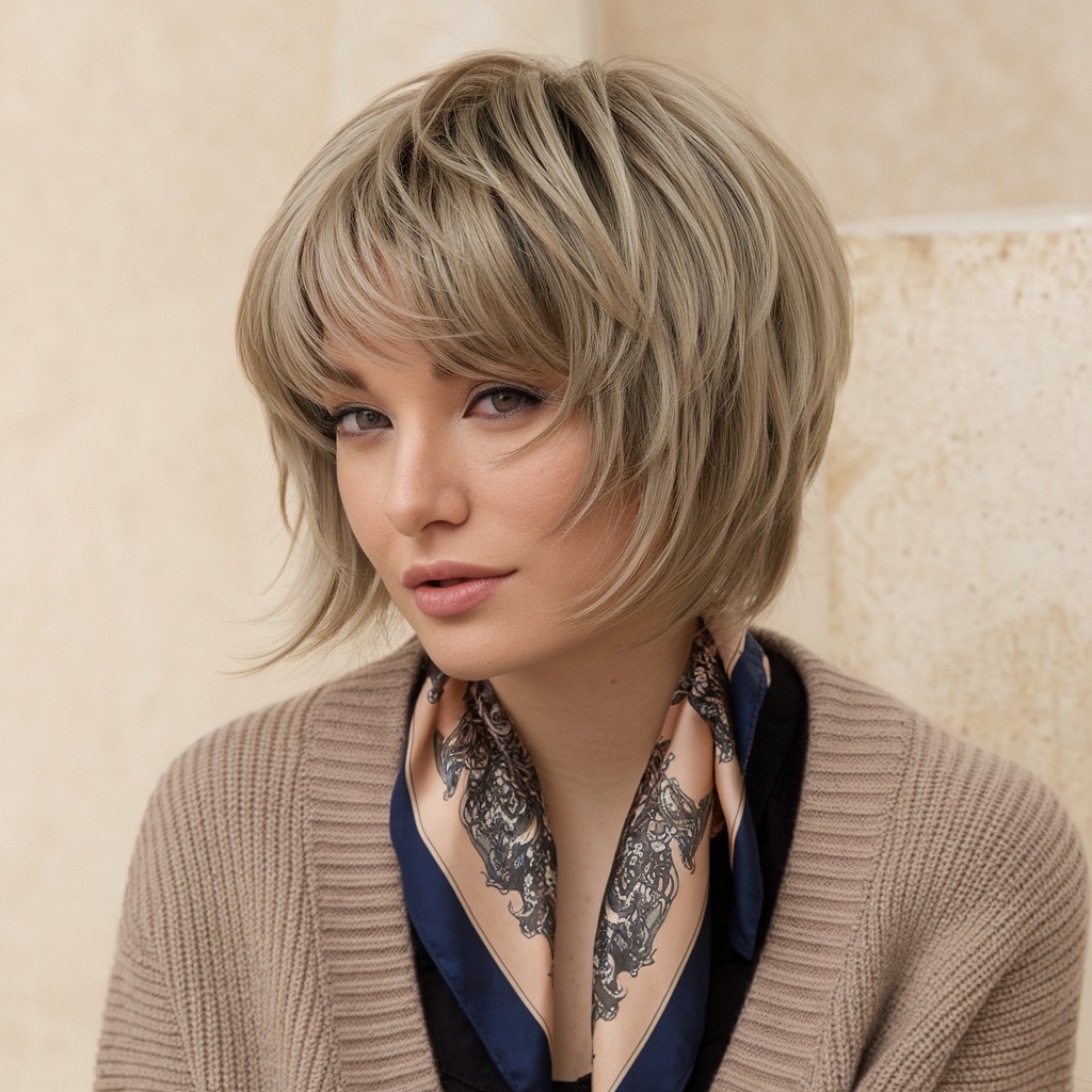 Short Wolf Cut with Blunt Fringe