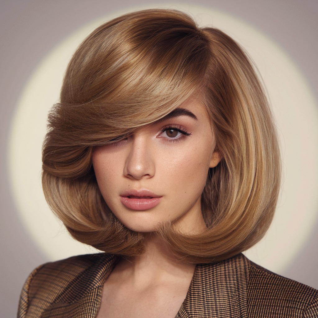 Side-Swept Part for a Glamorous Twist