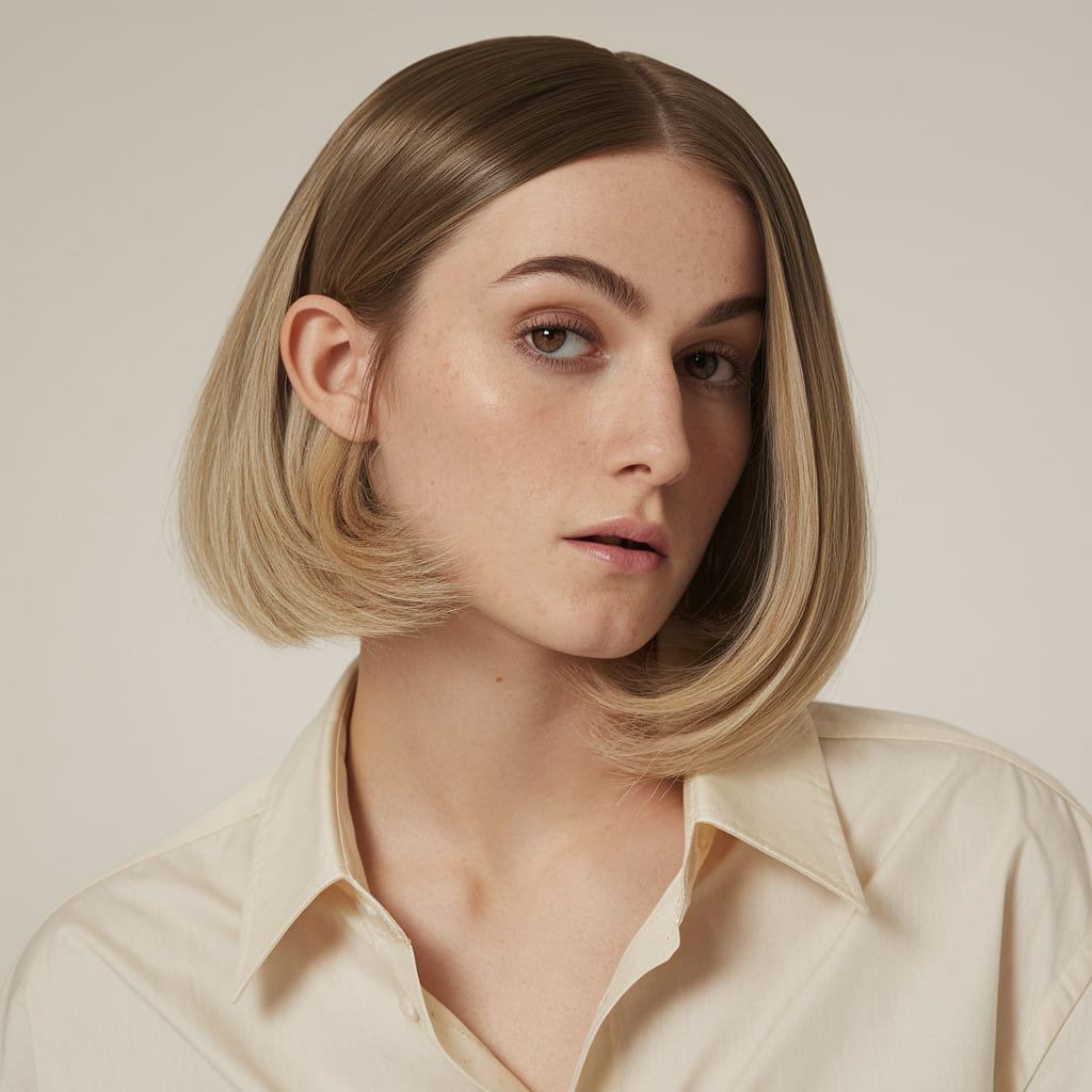 Sleek Bob with Textured Tucked Ends