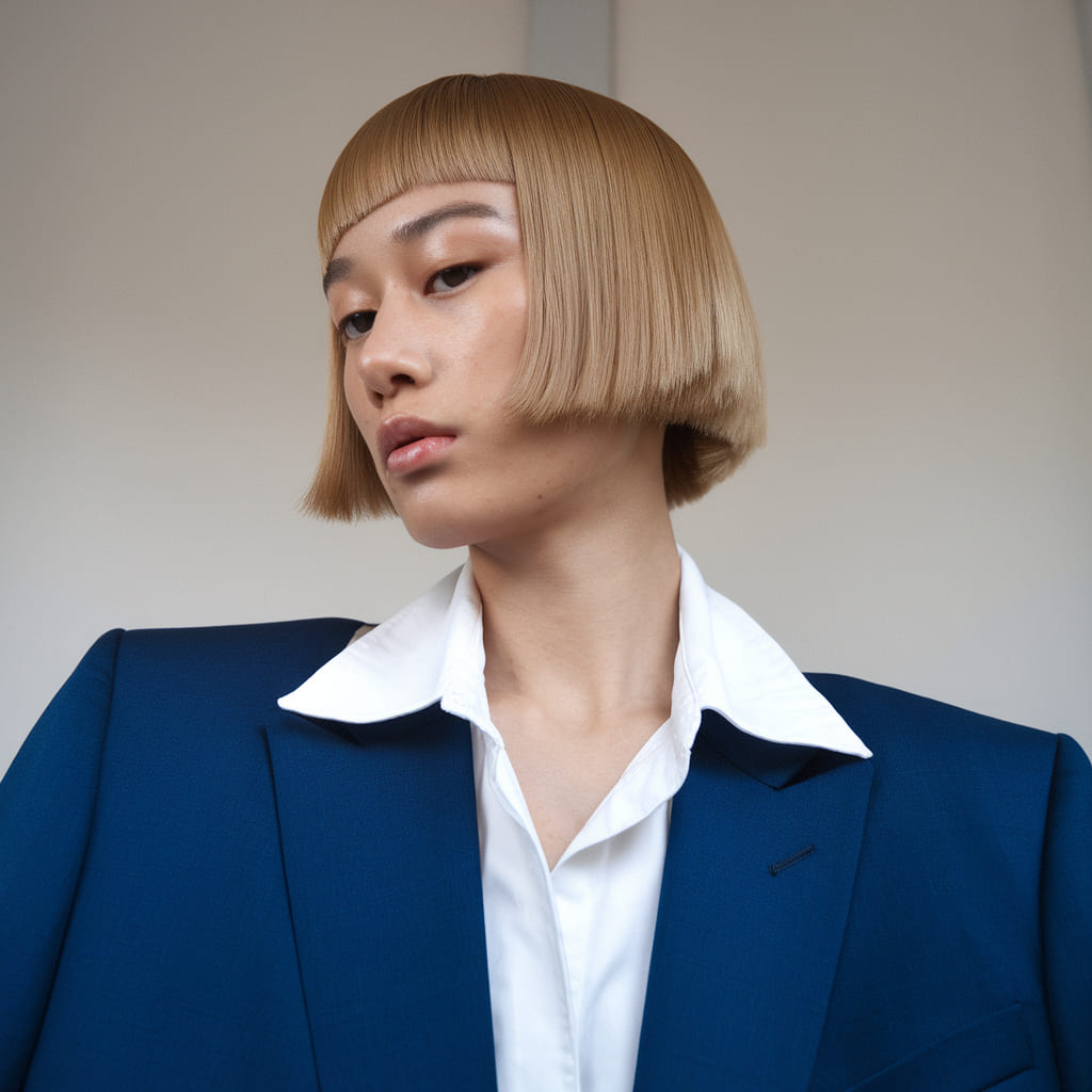 Sleek Cropped Bob with Glossy Finish