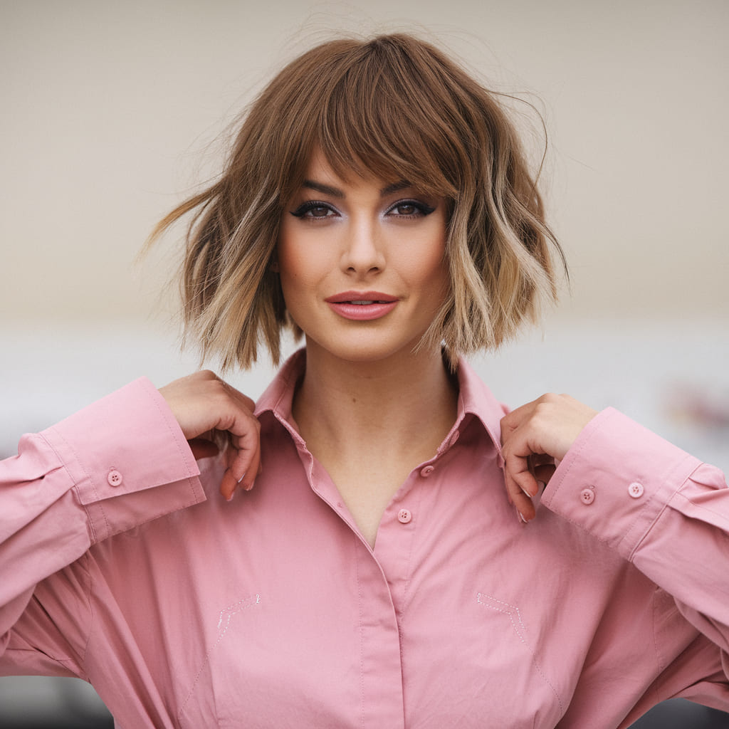 Wavy Cropped Bob for a Flirty Look