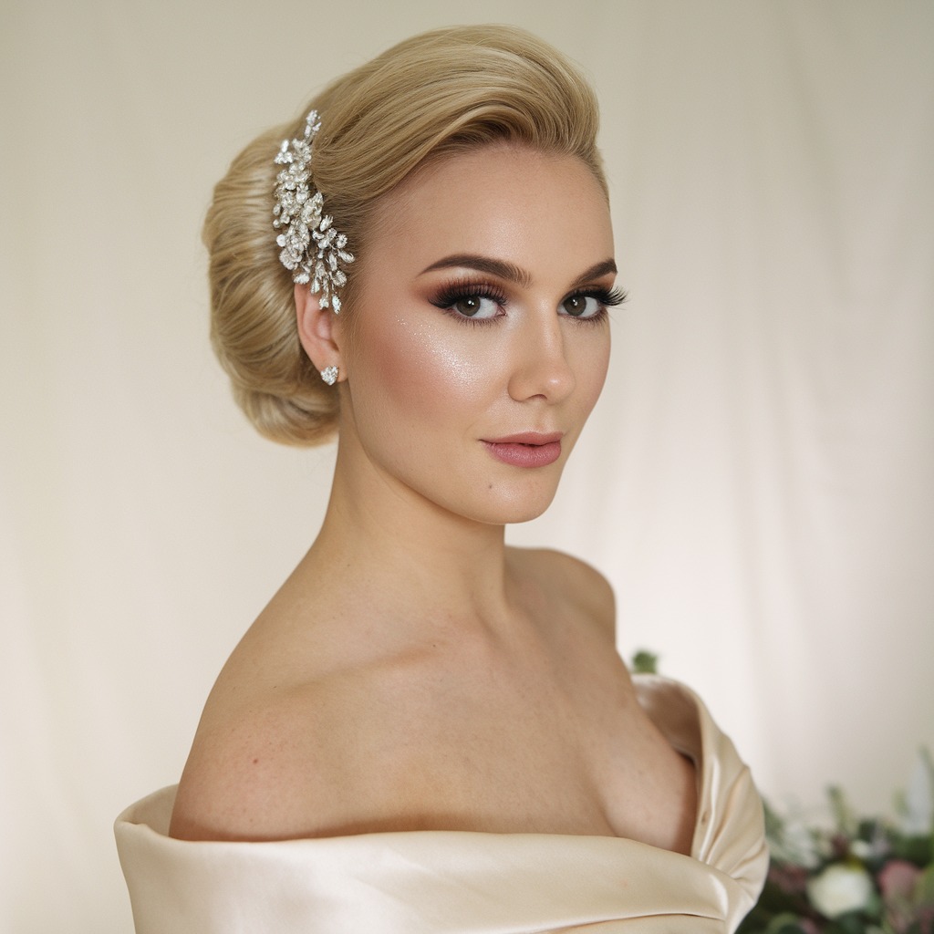 Classic Chignon with Crystal Front Comb