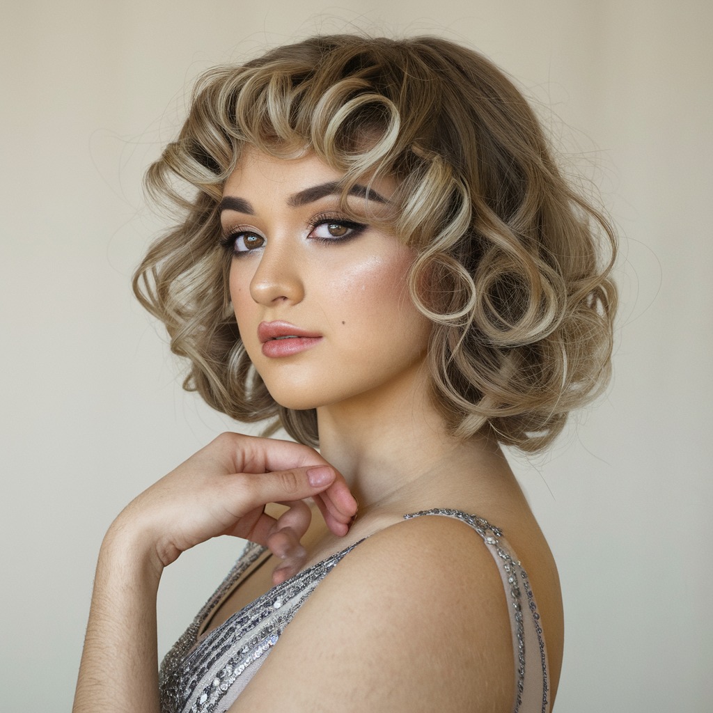 Curly Bob with Defined Ringlets for Short Curly Hair