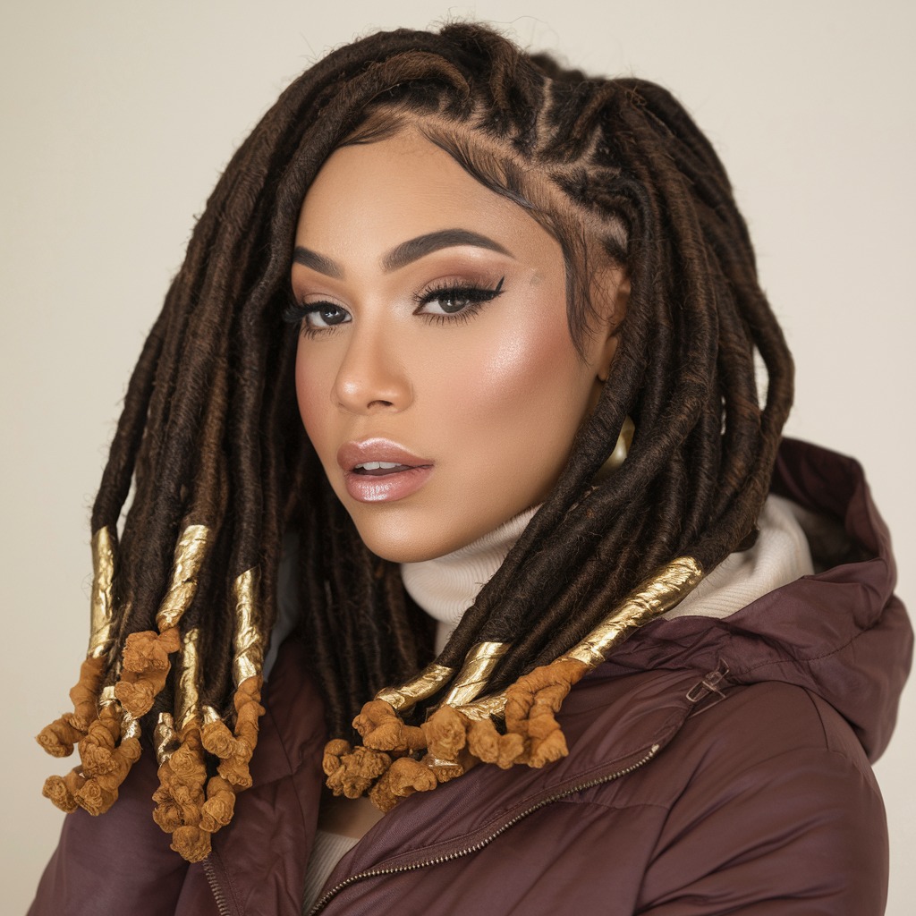 Faux Locs with Golden Tips