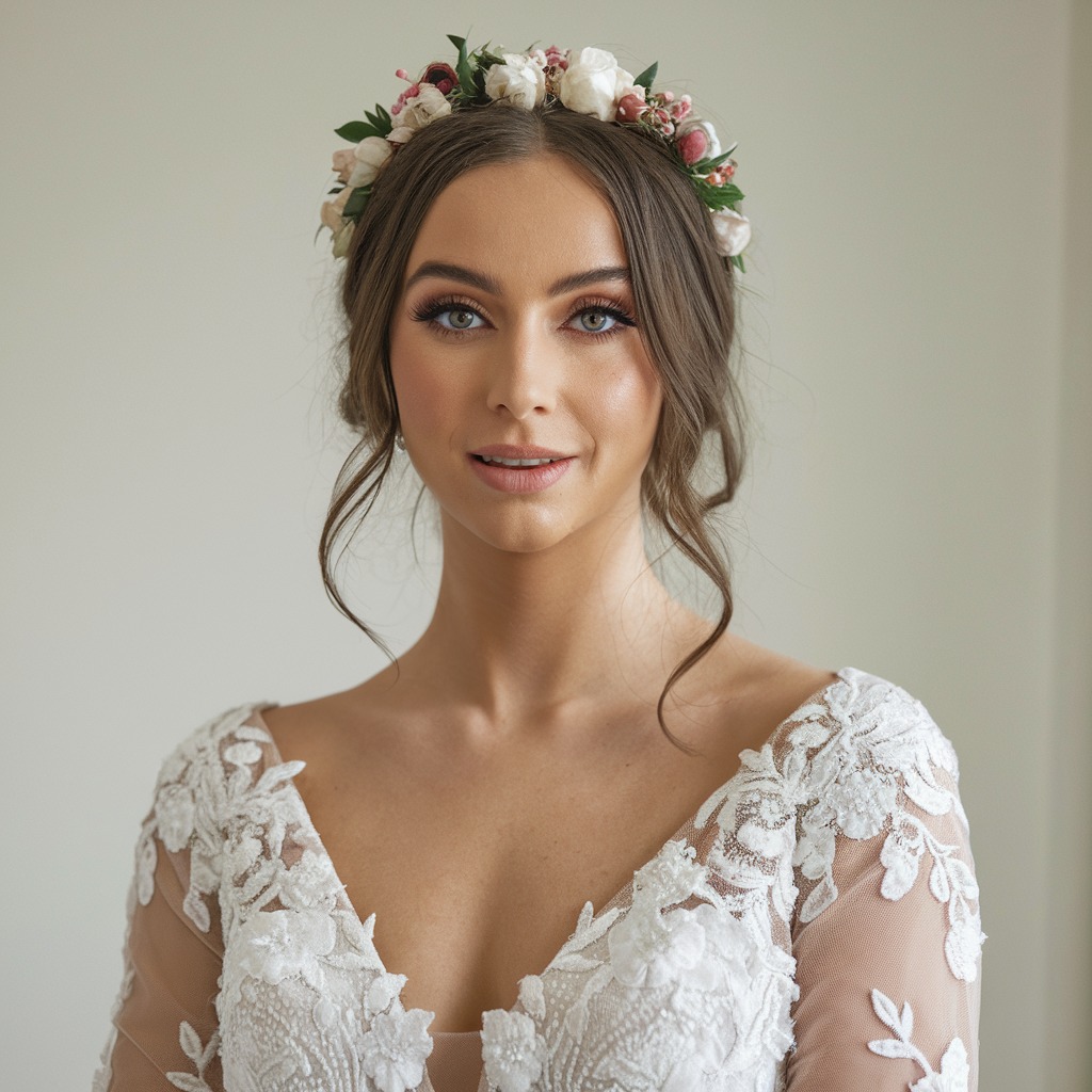 Floral Headband with Loose Waves