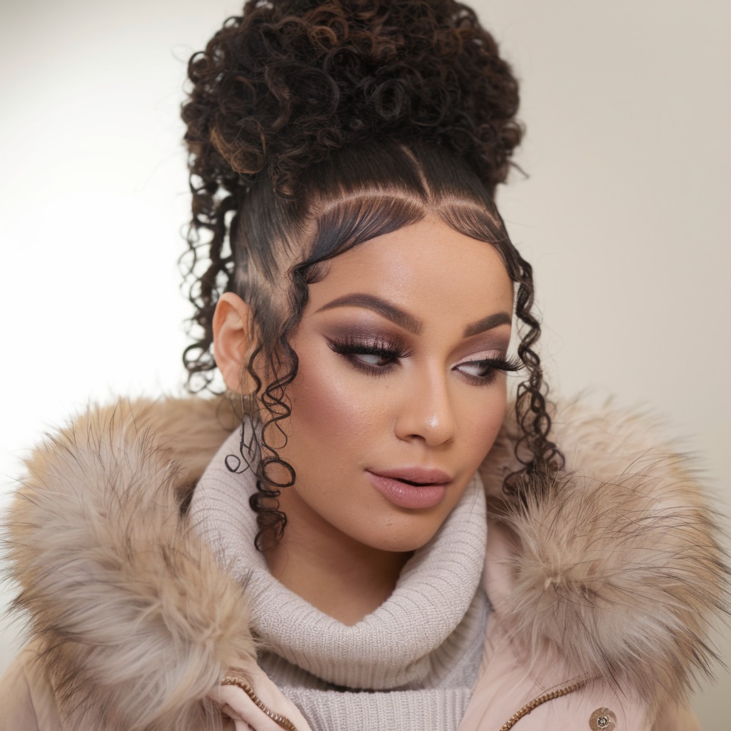 High Bun with Curly Extensions