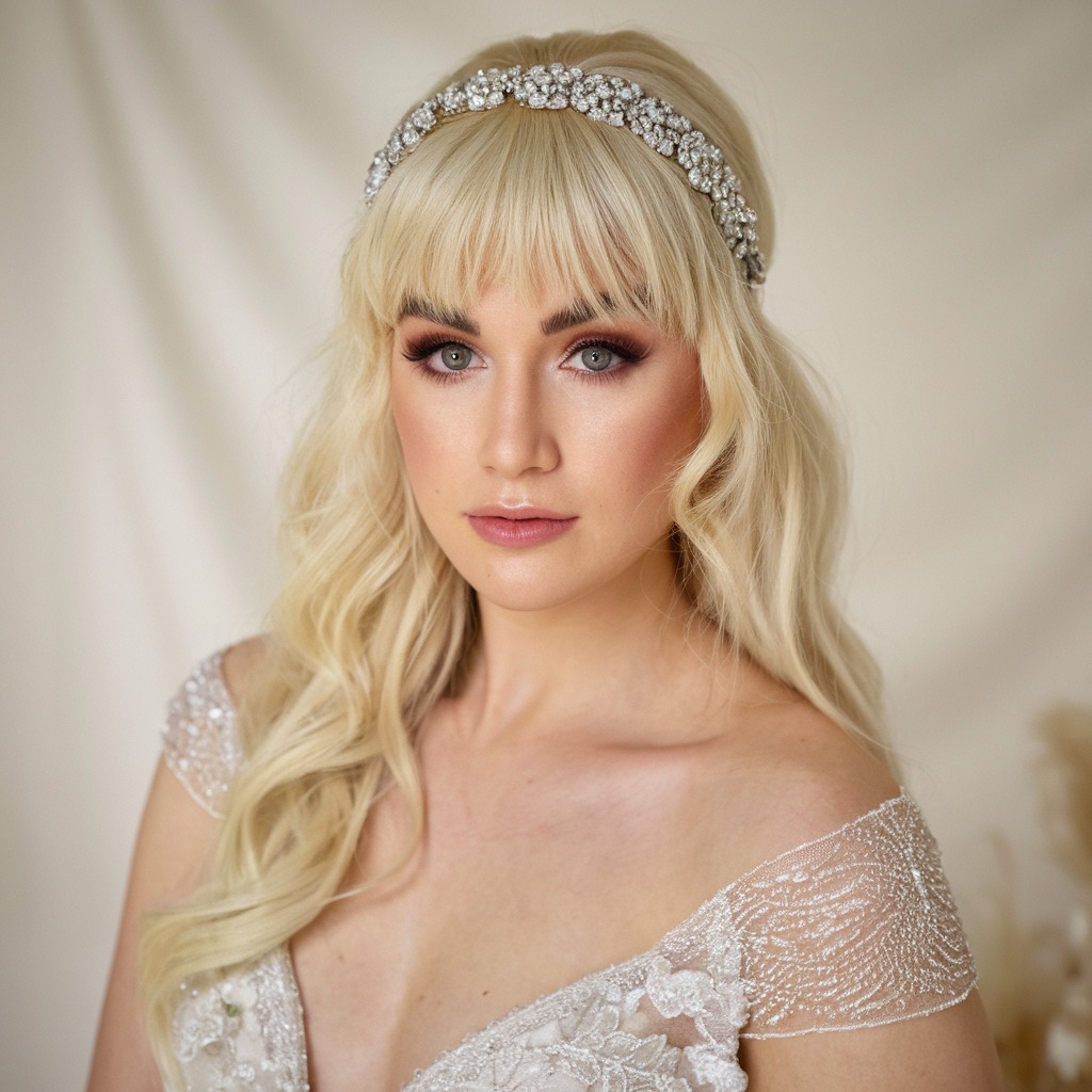 Textured Fringe with Crystal-Embellished Headband