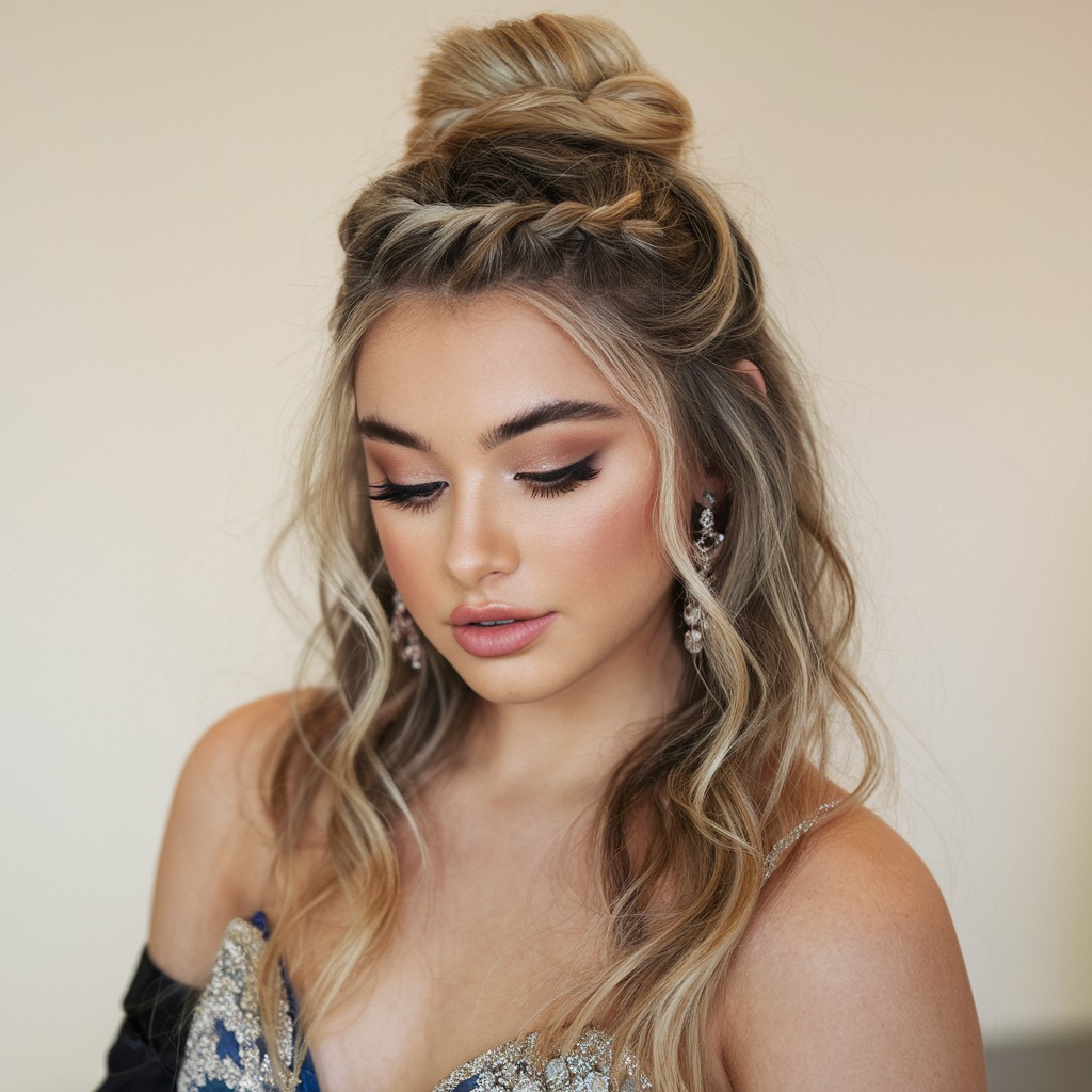 Twisted Half-Updo for Wavy Hair